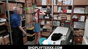 Petite blonde teen caught shoplifting and punished by police