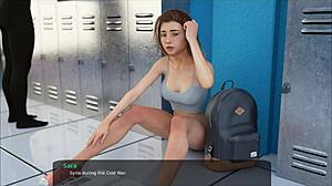 Éjaculation animée dans le cul d'une étudiante dans les toilettes