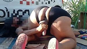 A transgender woman with a big ass and cock solicited for oral sex