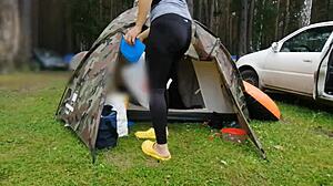 On our journey, we made a stop at a temporary camping site where my attractive feet aroused my stepson so much that he came to my tent to indulge in them