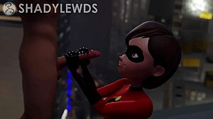 Helen Parr animata fa una sega sul tetto in 3D