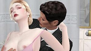 Adegan seks 3D yang romantis dengan bos dan istri saya di Sims 4