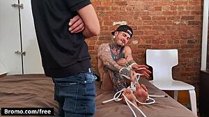 Fly Tatem indulges in BDSM, offering a deepthroat before gay anal sex